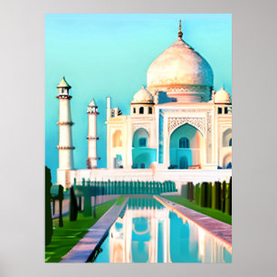 Der Taj Mahal unter einem Morgenhimmel Poster
