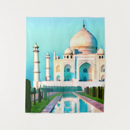 Der Taj Mahal unter einem Morgenhimmel Wandteppich