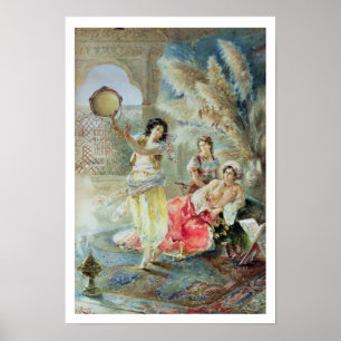 Der Tambourine (w/c auf Papier) Poster