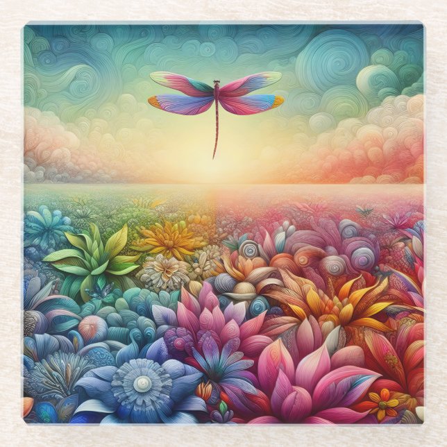 Der Tanz der Dragonfly Glasuntersetzer (Vorderseite)