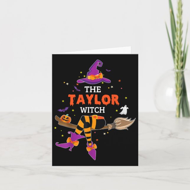 Der Taylor Hexenhut Halloween-Ghost-Nachname zuers Karte (Vorderseite)