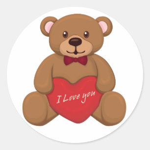 Der Teddybär der Valentinsgrüße Runder Aufkleber