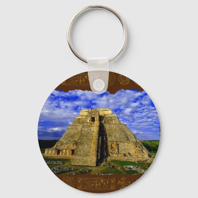 Der Tempel des Magician Maya-Geschenks Schlüsselanhänger (Vorderseite)
