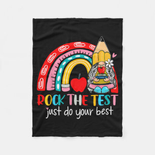 Der Test Funny Teacher Testing Day Rainbow Gnomes Fleecedecke