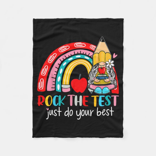 Der Test Funny Teacher Testing Day Rainbow Gnomes Fleecedecke (Vorderseite)