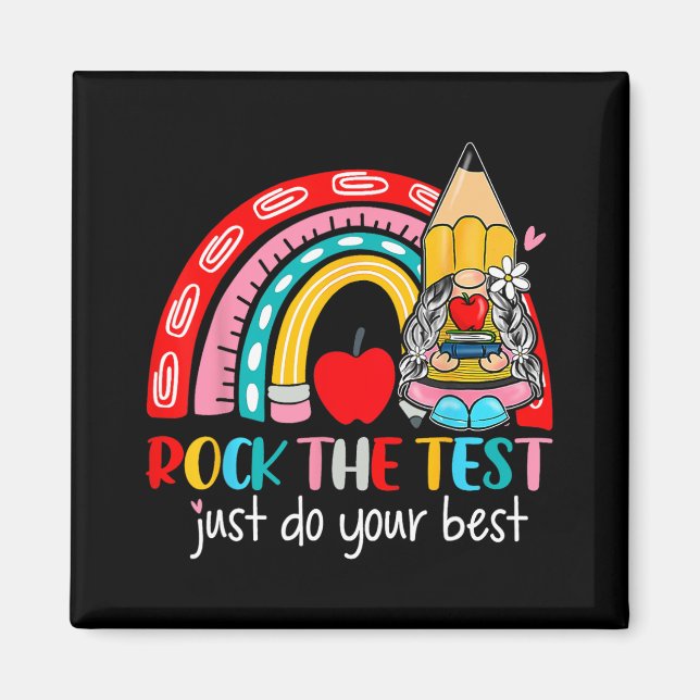Der Test Funny Teacher Testing Day Rainbow Gnomes Magnet (Vorne)