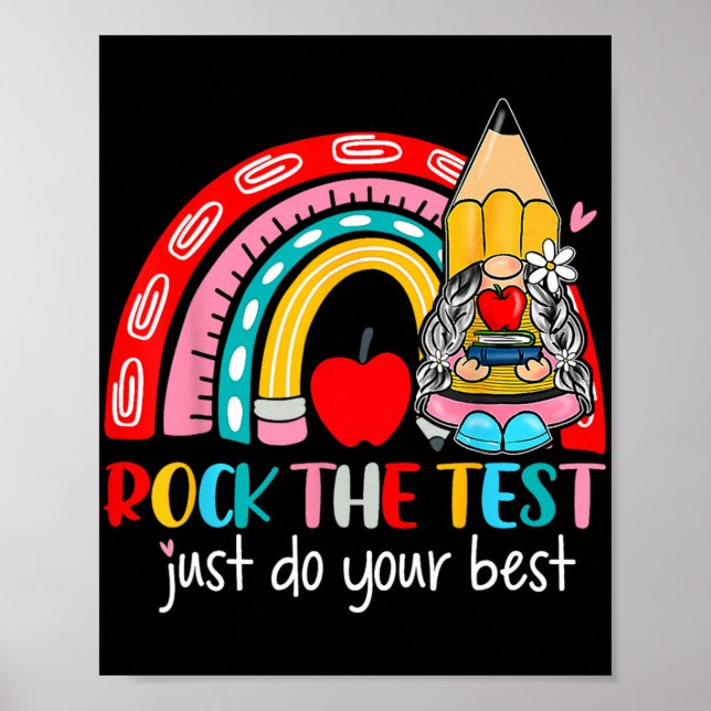 Der Test Funny Teacher Testing Day Rainbow Gnomes Poster (Vorne)