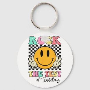 Der Test Retro Lächeln Lehrer Kinder Testtag Schlüsselanhänger