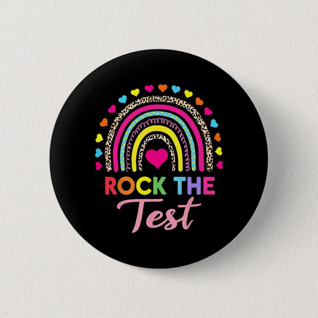 Der Testtag Lehrer Testtag Rainbow Leop Button (Vorderseite)