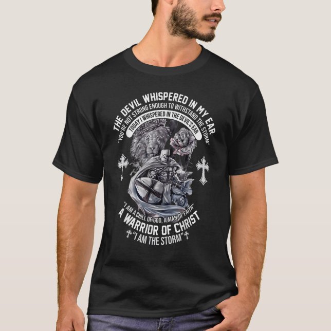 Der Teufel flüsterte in meinem Ohrenkrieger Christ T-Shirt (Vorderseite)
