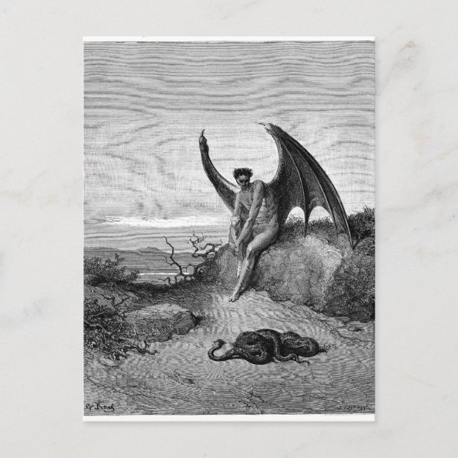 Der Teufel, Gustave Dore Postkarte (Vorderseite)