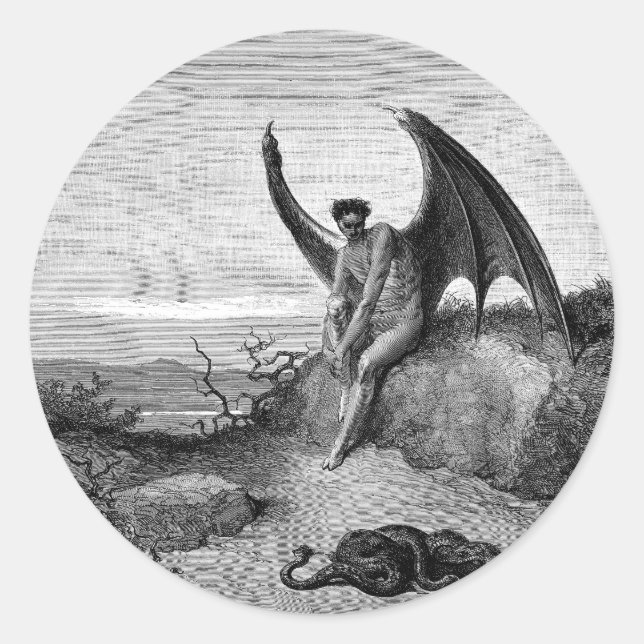 Der Teufel, Gustave Dore Runder Aufkleber (Vorderseite)