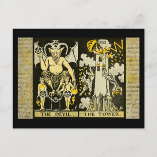 Der Teufel und der Turm Tarot Postkarte