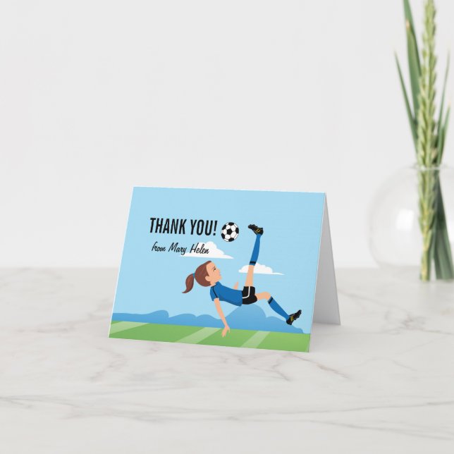 Der themenorientierte Mädchen-Fußball dankt Ihnen Dankeskarte (Vorderseite)