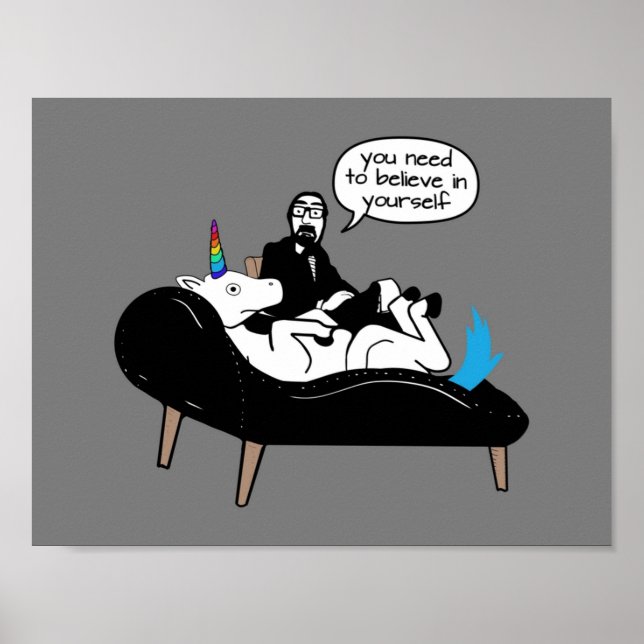 Der Therapeut Unicorn glaubt nicht an sich Poster (Vorne)