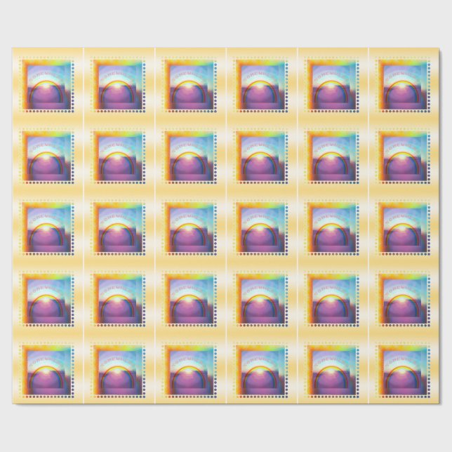 Der thr-Regenbogen des Mädchens "irgendwo über" Geschenkpapier (Saum)