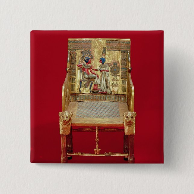 Der Thron, vom Grab von Tutankhamun Button (Vorderseite)