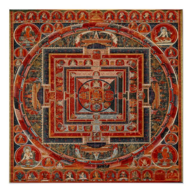 Der tibetische Buddhismus Mandala der Formen Manju Poster (Vorderseite)