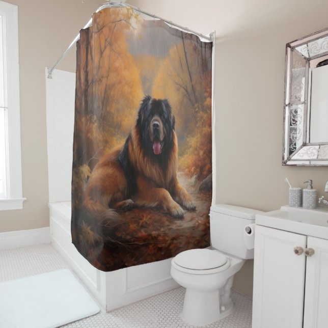 Der tibetische Mastiff im Herbst Inspiriere Duschvorhang (Beispiel)