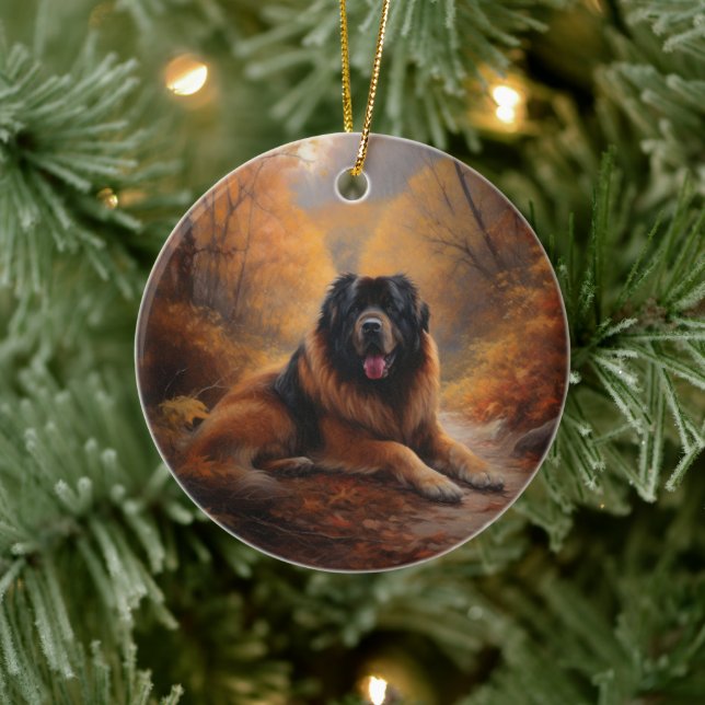 Der tibetische Mastiff im Herbst Inspiriere Keramik Ornament (Baum)