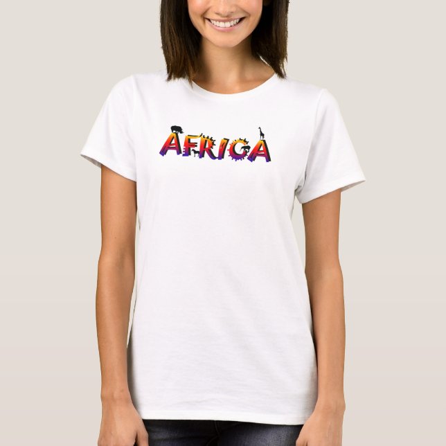 Der Tiersafari-Frauen grafischen Entwurfs Afrikas T-Shirt (Vorderseite)