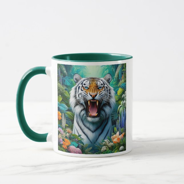Der Tiger rutscht mitten im Dschungel. Tasse (Links)