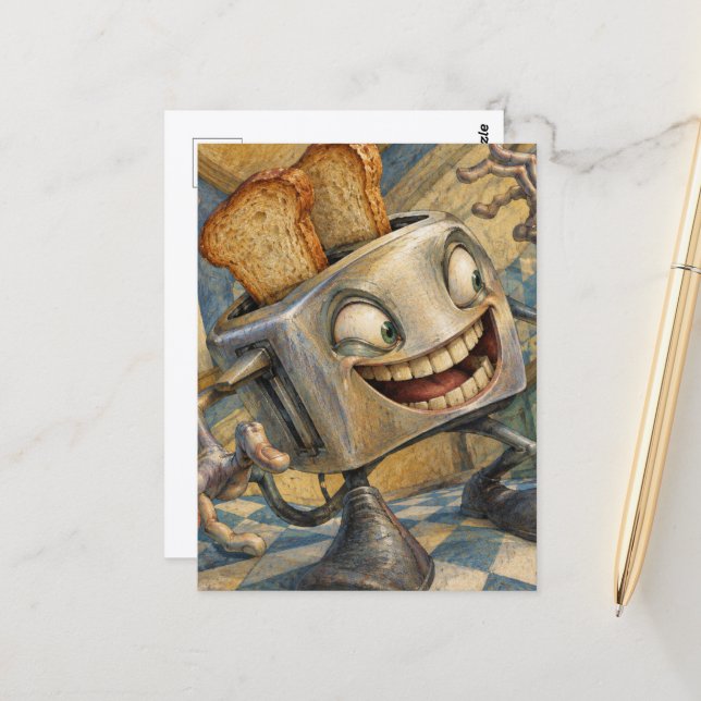 Der Toaster lebt Postkarte (Vorderseite/Rückseite Beispiel)
