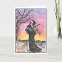 Der Tod spielt die Grußkarte für die Violine