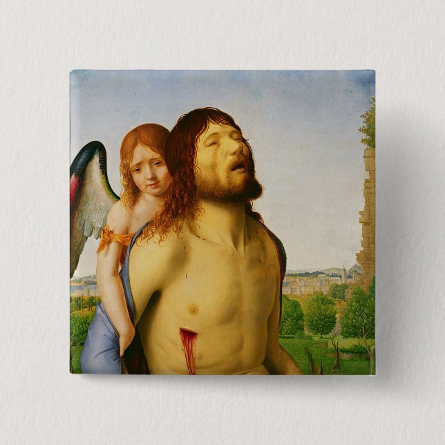 Der tote Christus gestützt durch einen Engel, Button (Vorderseite)