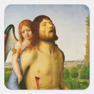 Der tote Christus gestützt durch einen Engel, Quadratischer Aufkleber