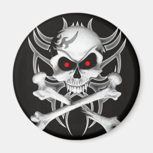 Der Totenkopf mit gekreuzter Knochen des Todes Magnet