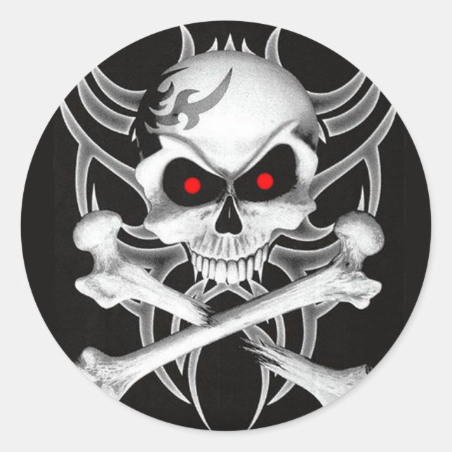 Der Totenkopf mit gekreuzter Knochen des Todes Runder Aufkleber (Vorderseite)