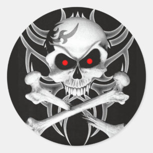 Der Totenkopf mit gekreuzter Knochen des Todes Runder Aufkleber