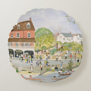 Der Towpath Walton-auf-Themse Rundes Kissen