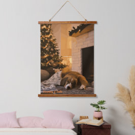 Der Traum vom Weihnachtsmann Wandteppich Mit Holzrahmen