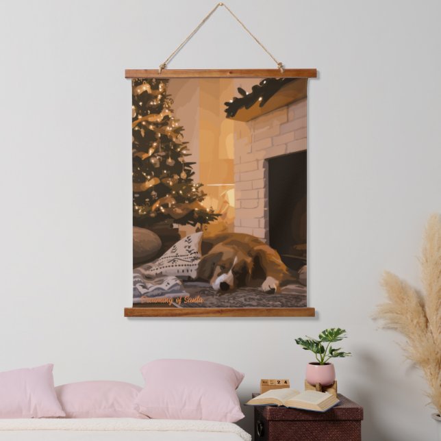 Der Traum vom Weihnachtsmann Wandteppich Mit Holzrahmen (Schlafzimmer)