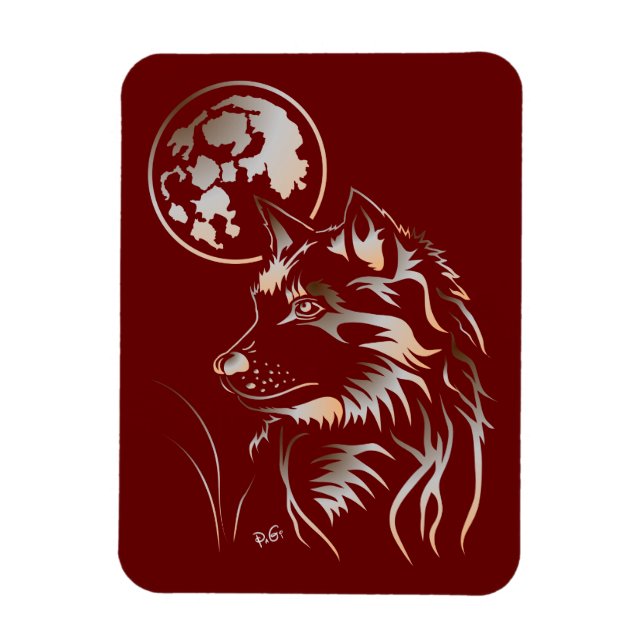 Der träumende Wolf Premium Flexi Magnet (Vertikal)