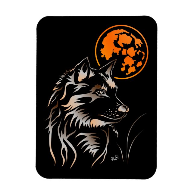 Der träumende Wolf Premium Flexi Magnet (Vertikal)