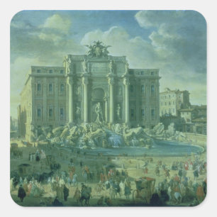 Der Trevi-Brunnen in Rom, 1753-56 Quadratischer Aufkleber