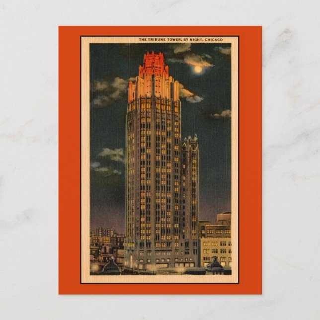 Der Tribunturm von Chicago Vintag Postkarte (Vorderseite)