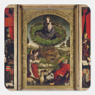 Der Triptychon Moses und der brennende Bush Quadratischer Aufkleber