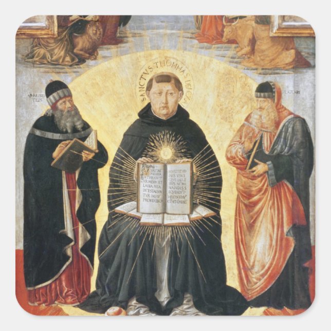 Der Triumph des hl. Thomas Aquinas Quadratischer Aufkleber (Vorderseite)