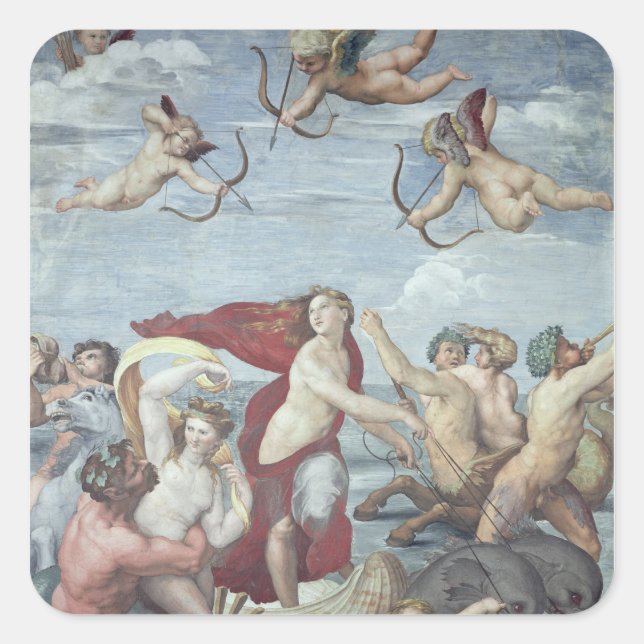 Der Triumph Galateas, 1512-14 Quadratischer Aufkleber (Vorderseite)