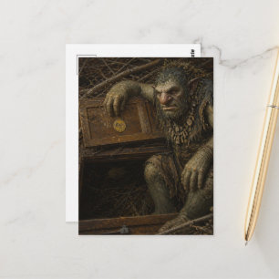 Der Troll an der Tür Postkarte