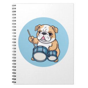 Der trommelnde Bulldog-Beats und Bulldog-Grooves Notizblock