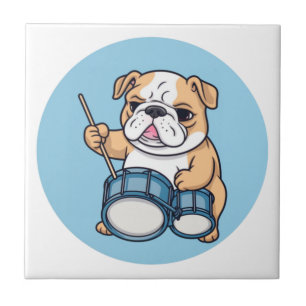 Der trommelnde Bulldogge-Beats und Bulldog-Grooves Fliese