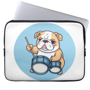 Der trommelnde Bulldogge-Beats und Bulldog-Grooves Laptopschutzhülle