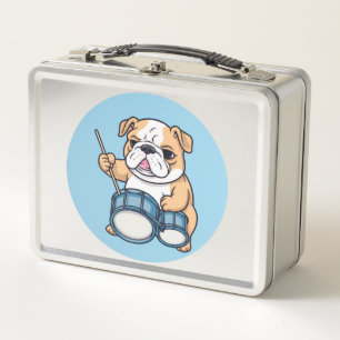 Der trommelnde Bulldogge-Beats und Bulldog-Grooves Metall Brotdose