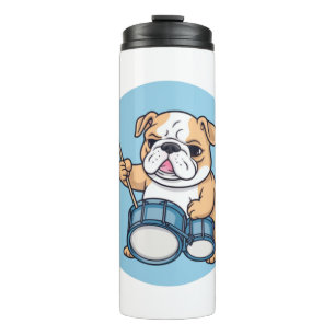 Der trommelnde Bulldogge-Beats und Bulldog-Grooves Thermosbecher