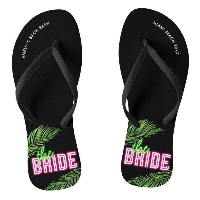Der tropische Bach der Braut Grün und Rosa Flip Flops (Fußbett)